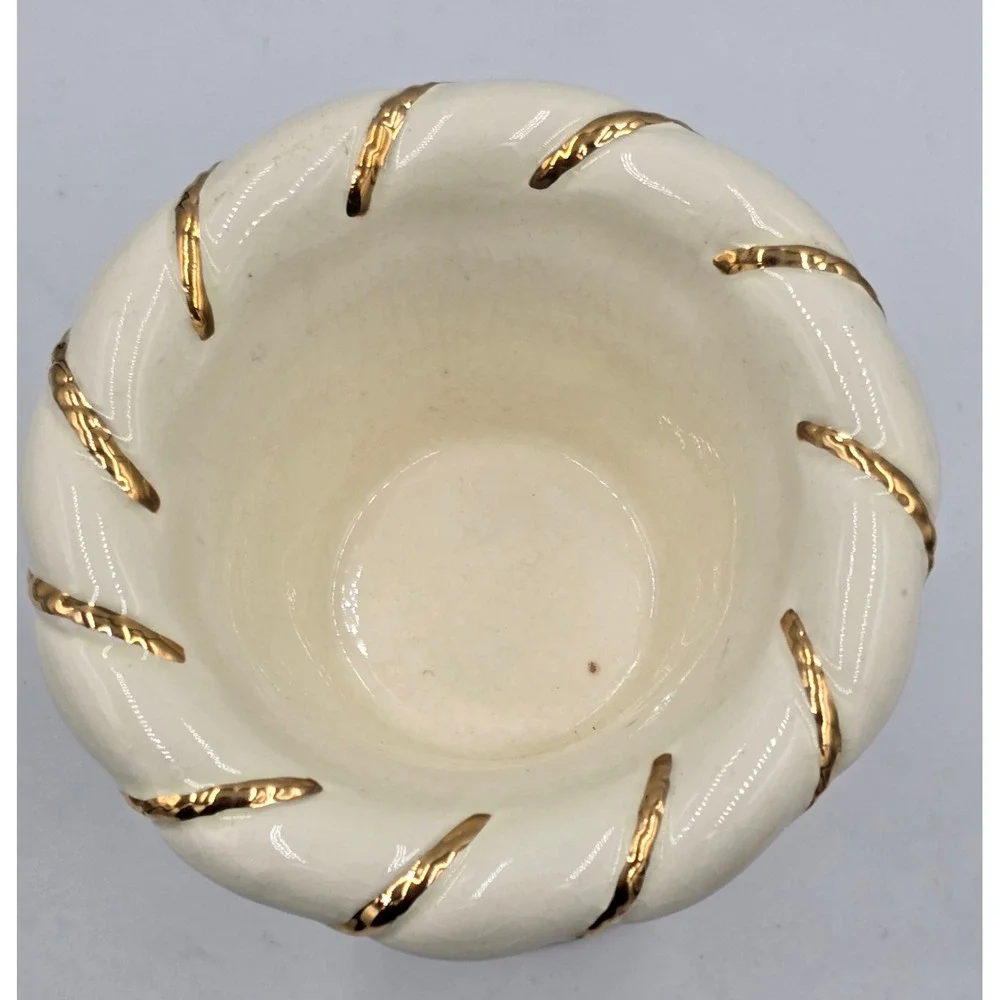 Vintage Sugared Fruit Ivory Ceramic Pedestal Candle Holder Gold Gilt Trim Single